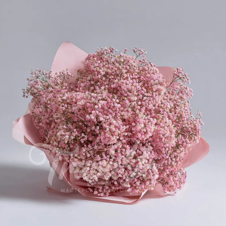 Монобукет из розовой гипсофилы