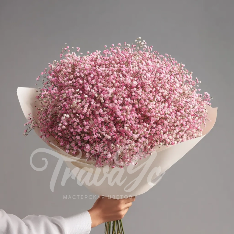 Монобукет из розовой гипсофилы