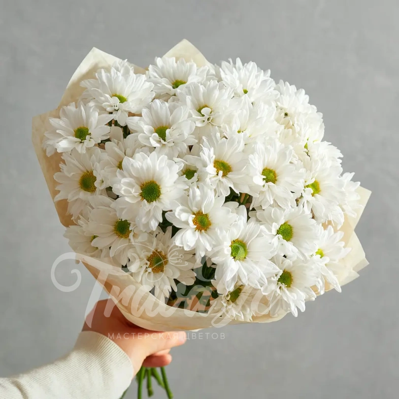 Монобукет из белых хризантем