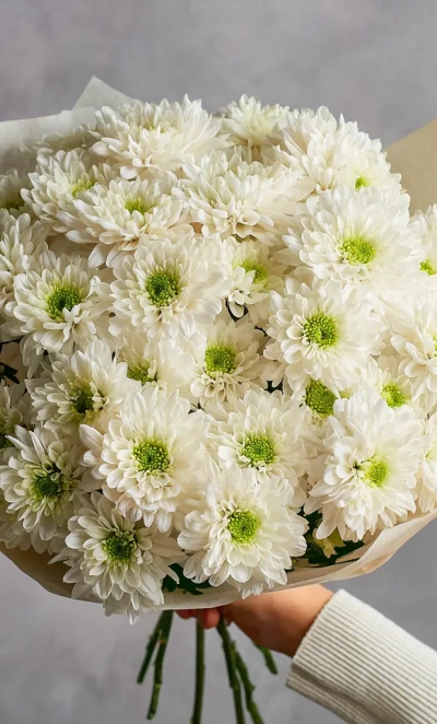 Монобукет из хризантем «Тепло момента»