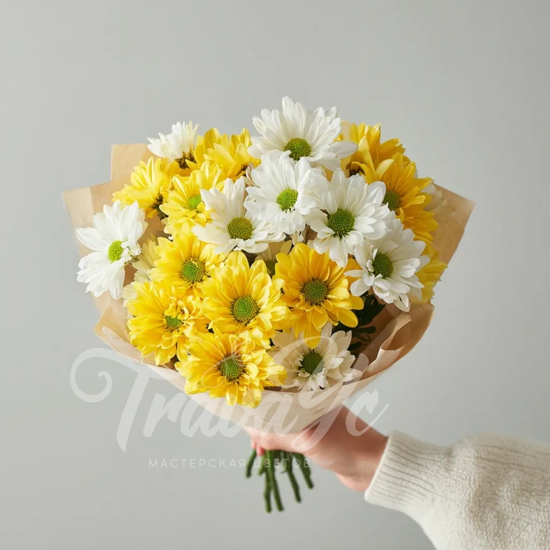 Монобукет из хризантем &laquo;Лучик солнца&raquo;