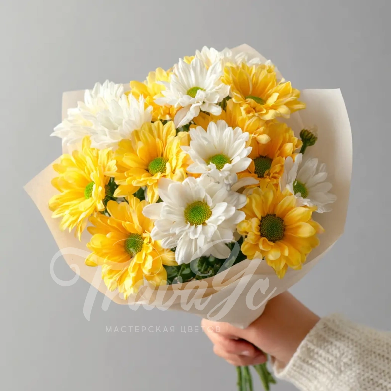 Монобукет из хризантем &laquo;Лучик солнца&raquo;
