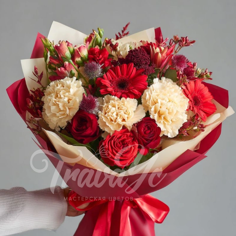 Букет с гвоздиками &laquo;Теплые объятия&raquo;