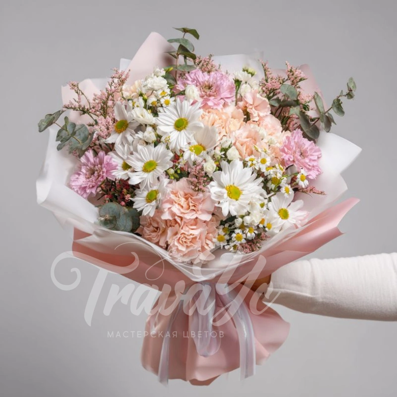 Букет с хризантемами &laquo;Полевое чудо&raquo;