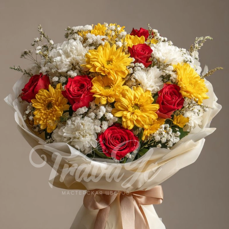 Букет с хризантемами &laquo;Осенний луч&raquo;