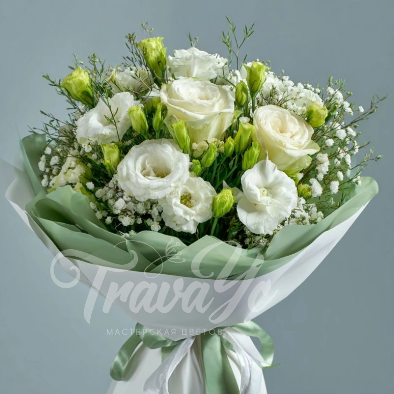 Букет с эустомами &laquo;Белый перезвон&raquo;