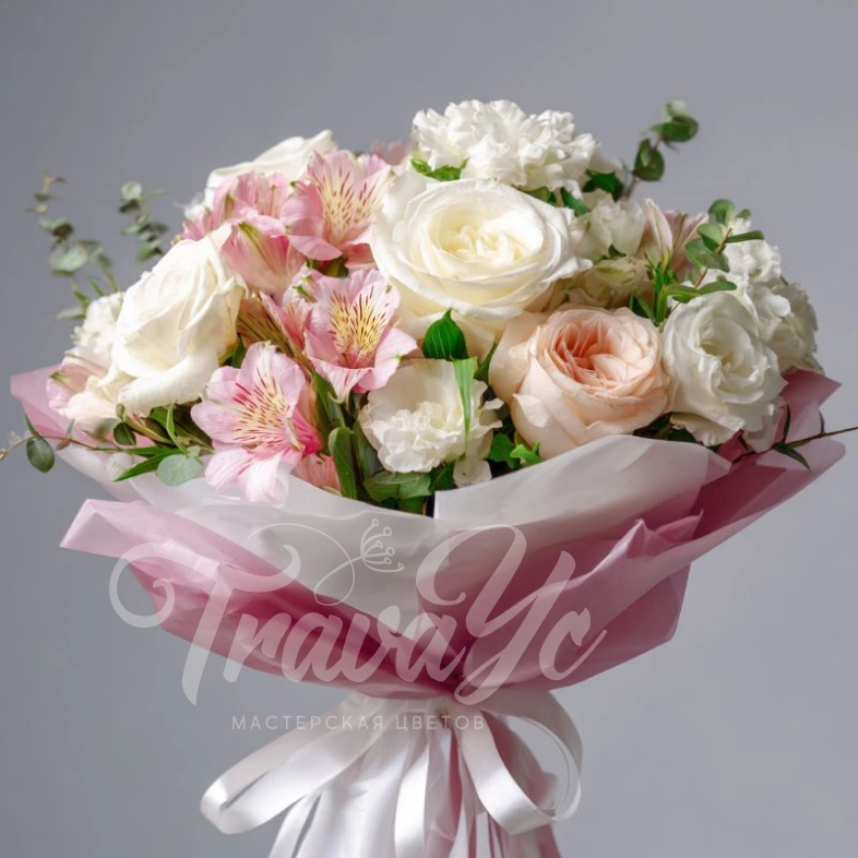 Букет с эустомами &laquo;Пыльца нежности&raquo;