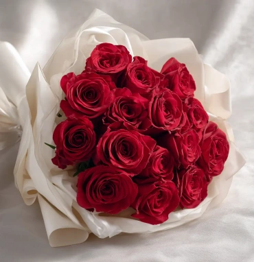15 красных роз 60 см