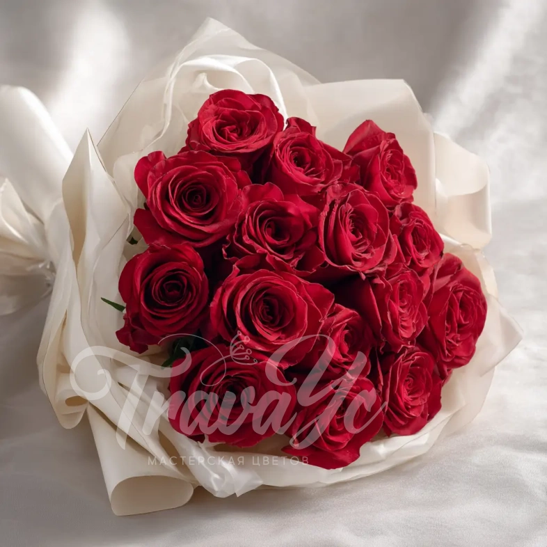 15 красных роз 60 см